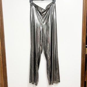 NWOT Gray Metallic Shimmery Wide Leg Pants
